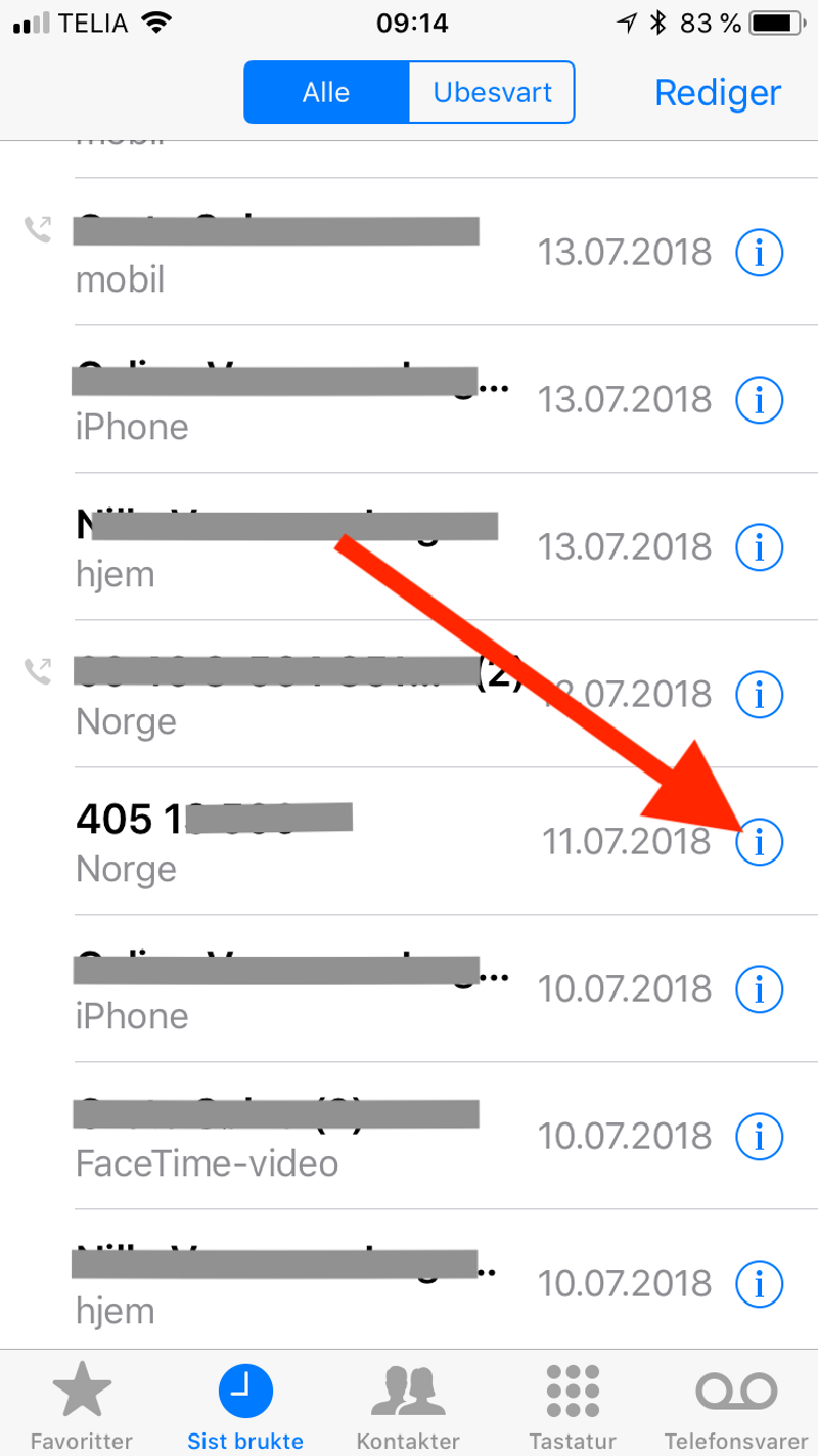 Blokkere telefonnumre på iPhone